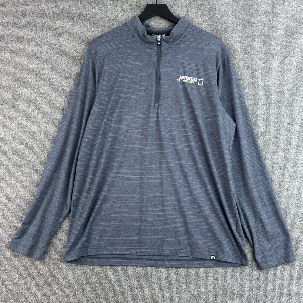 TravisMathew Pullover Mens XL Blue Quarter Zip Golf Jensen Precast Stretch